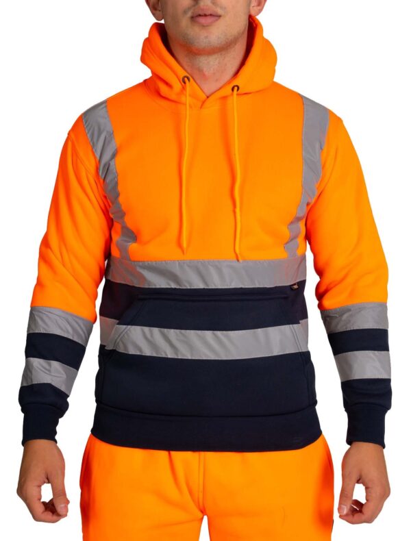 HI VIS TWO-TONE HOODIES - Orange/Navy