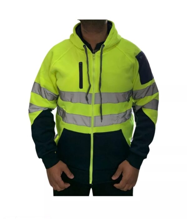 HI VIS TWO-TONE ZIPPER HOODIES WITH EXTRA SMALL ZIP - Yellow/Navy