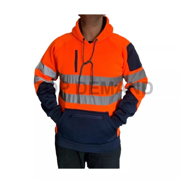 HI VIS TWO-TONE HOODIES WITH EXTRA SMALL ZIP - Orange/Navy