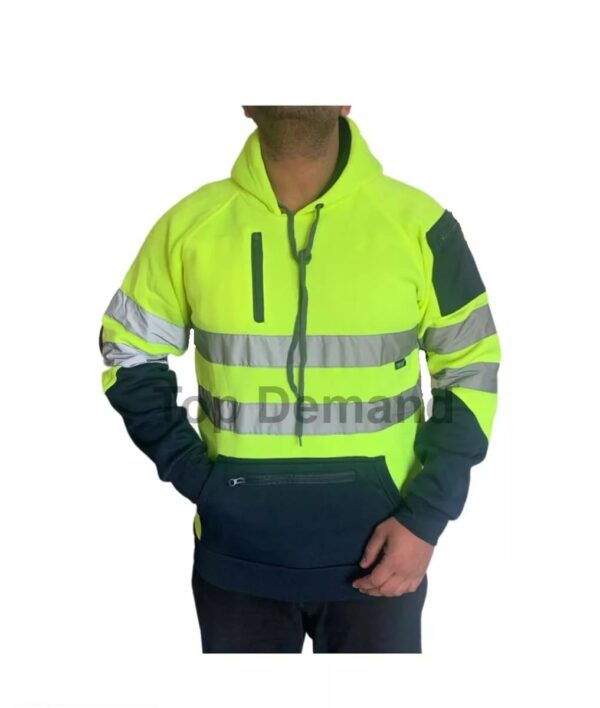 HI VIS TWO-TONE HOODIES WITH EXTRA SMALL ZIP - Yellow/Navy