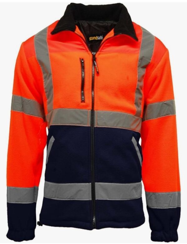 HI VIS TWO-TONE ZIPPER FLEECE Orange/Navy