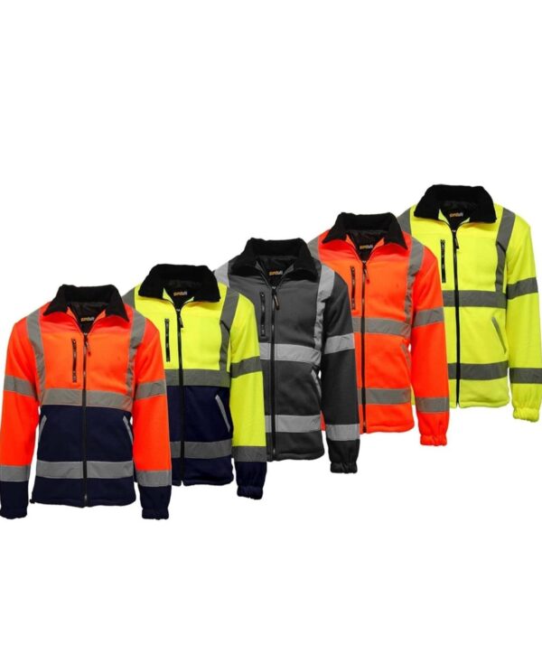 HI VIS TWO-TONE ZIPPER FLEECE Orange/Navy - Image 2