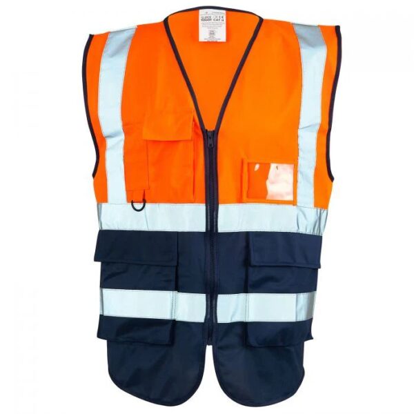 HI VISIBILITY EXECUTIVE TWO-TONE VEST WITH ZIP Orange/Navy