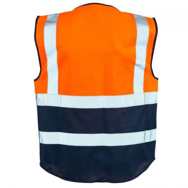 HI VISIBILITY EXECUTIVE TWO-TONE VEST WITH ZIP Orange/Navy - Image 2